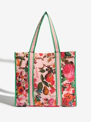 Love & Roses Pink Floral Oversized Quilted Tote Bag - Image 5 of 8
