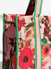 Love & Roses Pink Floral Oversized Quilted Tote Bag - Image 6 of 8