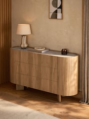 Light Natural Nomad Curve 6 Drawer Wide Chest of Drawers - Image 2 of 11