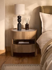 Light Natural Nomad Curve 2 Drawer with Shelf Bedside Table - Image 1 of 7