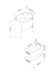 Light Natural Nomad Curve 2 Drawer with Shelf Bedside Table - Image 4 of 7
