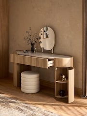 Light Natural Nomad Curve Console Dressing Table with 1 Drawer 2 Doors Mirror - Image 3 of 7