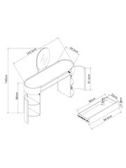 Light Natural Nomad Curve Console Dressing Table with 1 Drawer 2 Doors Mirror - Image 4 of 7
