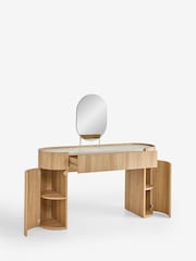 Light Natural Nomad Curve Console Dressing Table with 1 Drawer 2 Doors Mirror - Image 6 of 7