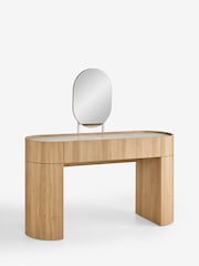 Light Natural Nomad Curve Console Dressing Table with 1 Drawer 2 Doors Mirror - Image 7 of 7