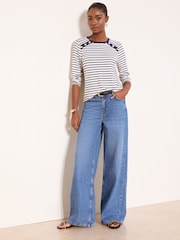 Dungă albă - Lipsy Jersey Military Button Long Sleeve Top - Imaginea 3 din 4