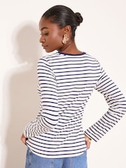 Dungă albă - Lipsy Jersey Military Button Long Sleeve Top - Imaginea 4 din 4