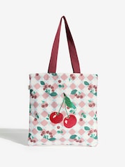 Love & Roses Red Cherry Printed Canvas Tote Bag - Image 1 of 7