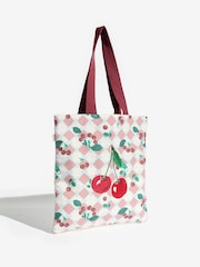 Love & Roses Red Cherry Printed Canvas Tote Bag - Image 2 of 7