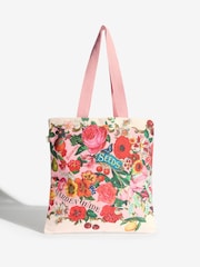 Love & Roses Pink Floral Printed Canvas Tote Bag - Image 4 of 8
