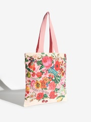 Love & Roses Pink Floral Printed Canvas Tote Bag - Image 5 of 8