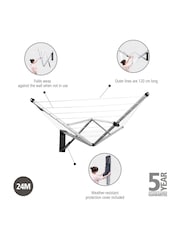 Brabantia Metallic Grey Wall Fix Dryer with Protection Cover - Image 4 of 6