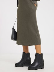 Simply Be Black Extra Wide Fit Wedge Ankle Chelsea Boots - Image 1 of 4