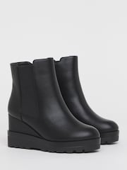 Simply Be Black Extra Wide Fit Wedge Ankle Chelsea Boots - Image 3 of 4