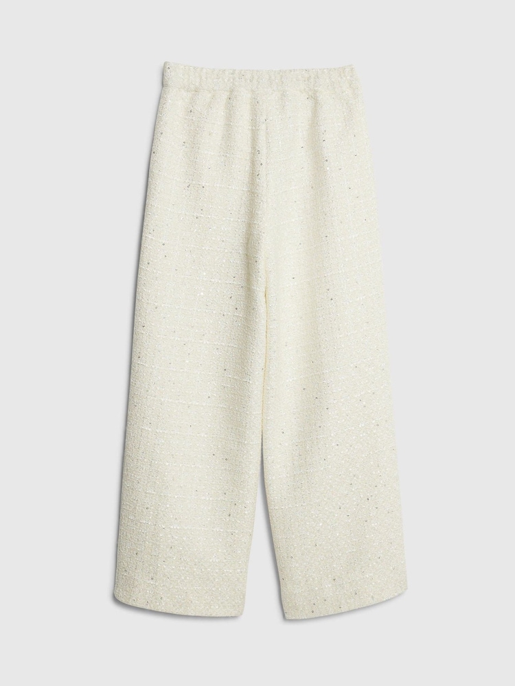 River Island Cream Girls Boucle Wide Leg Trousers - Image 2 of 4