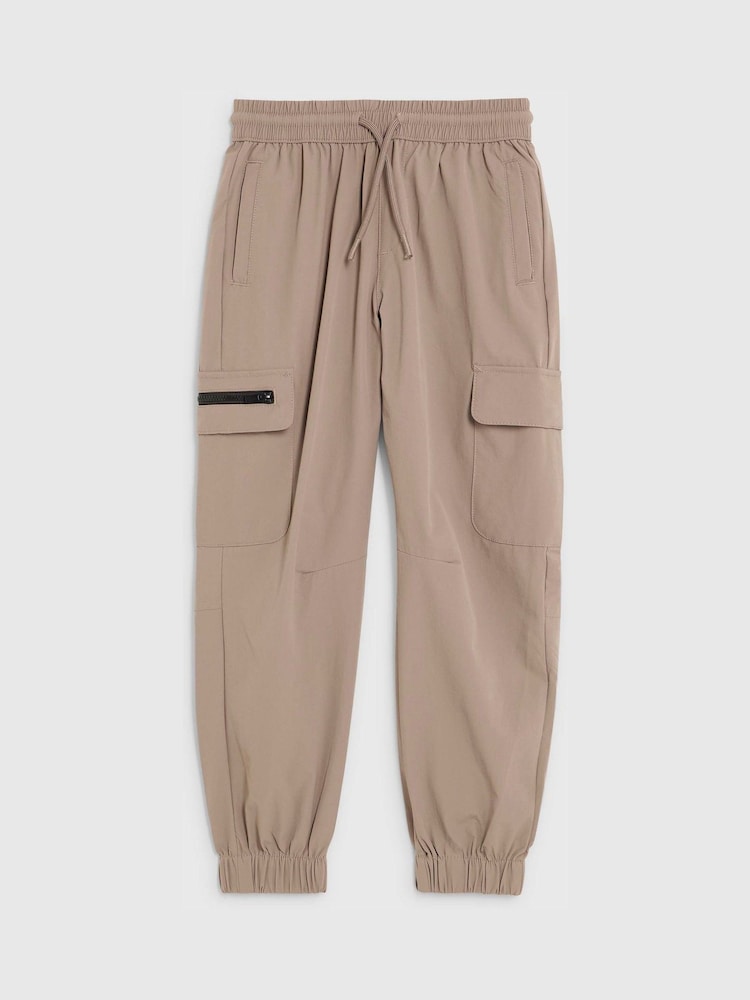 River Island Natural Boys Tech Zip Cargo Trousers - Image 1 of 4