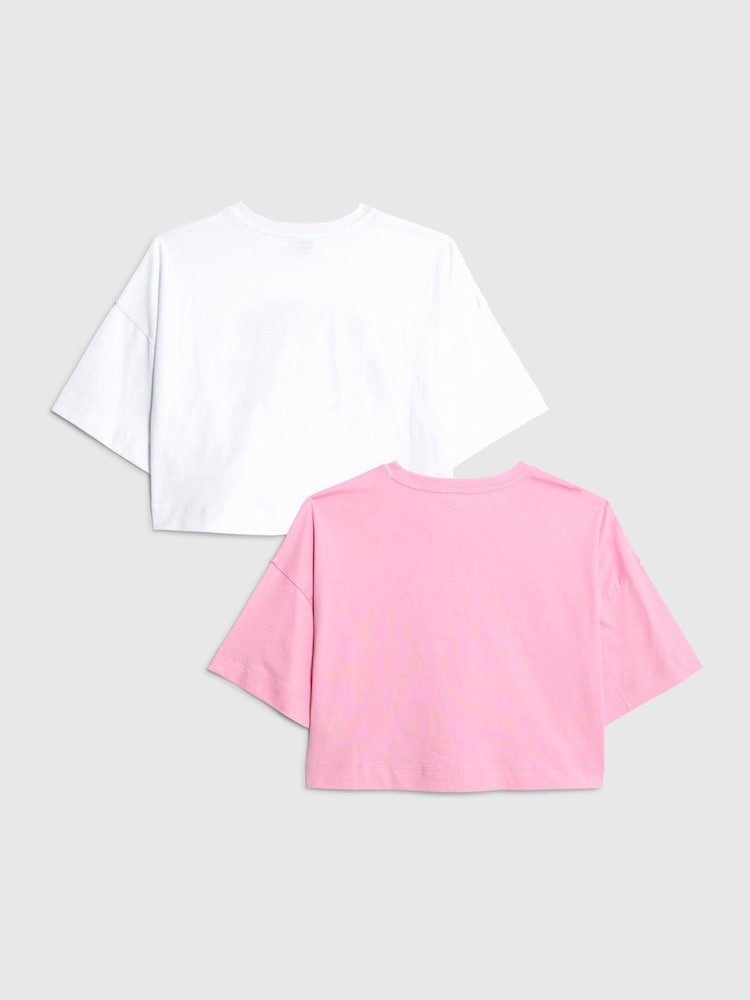 River Island Pink Girls Waistband Crop T-Shirts 2 Pack - Image 2 of 3