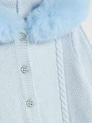 River Island Blue Baby Boys Fur Collar Knitted  All-In-One - Image 3 of 4