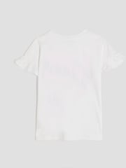 River Island White Girls Iconic Lips Frill T-Shirt - Image 2 of 4