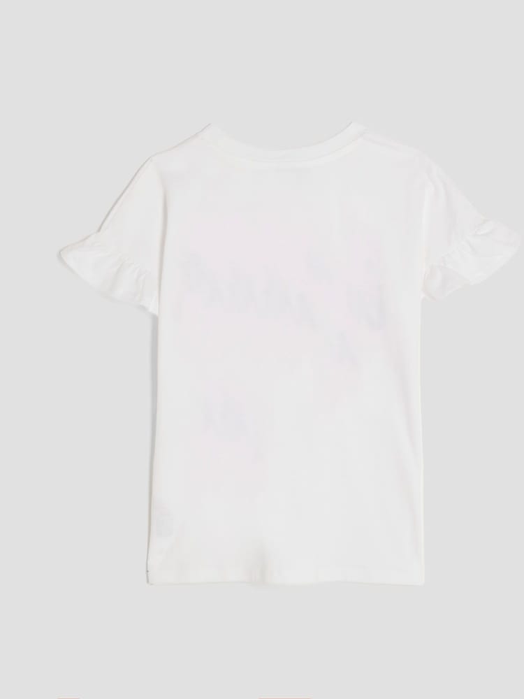 River Island White Girls Iconic Lips Frill T-Shirt - Image 2 of 4