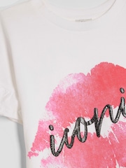 River Island White Girls Iconic Lips Frill T-Shirt - Image 3 of 4