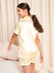 Lipsy Buttermilk Yellow Satin Pyjamas (5-16yrs) - Image 2 of 4