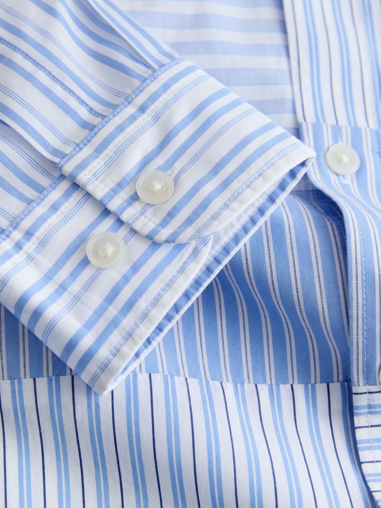 Albastru - Panel Stripe Shirt - Imaginea 9 din 9