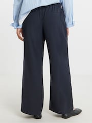Simply Be Blue Twill Drawstring Wide Leg Trousers - Image 2 of 4
