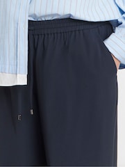 Simply Be Blue Twill Drawstring Wide Leg Trousers - Image 3 of 4