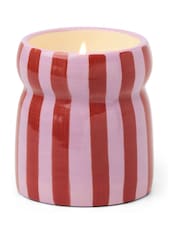 Paddywax Cabana 65oz184g Red Pink Striped Ceramic Candle - Image 2 of 2