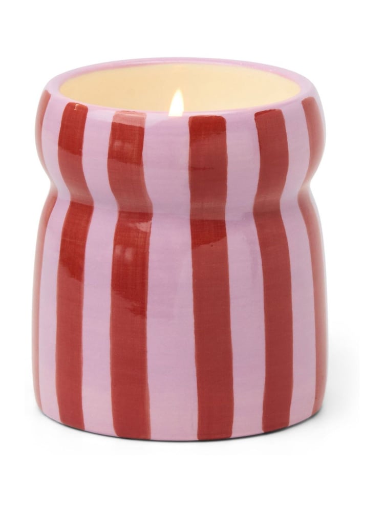 Paddywax Cabana 65oz184g Red Pink Striped Ceramic Candle - Image 2 of 2