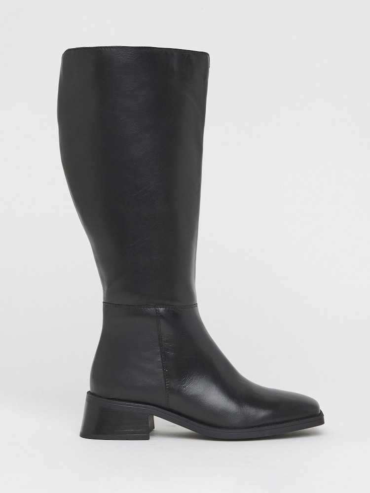 JD Williams Black Wide Fit Low Block Heel Knee High Boots - Image 2 of 4