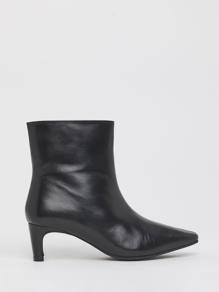 Anthology By JD Williams Black Wide Fit Premium Pointed Toe Kitten Heel Boots - Image 2 of 4