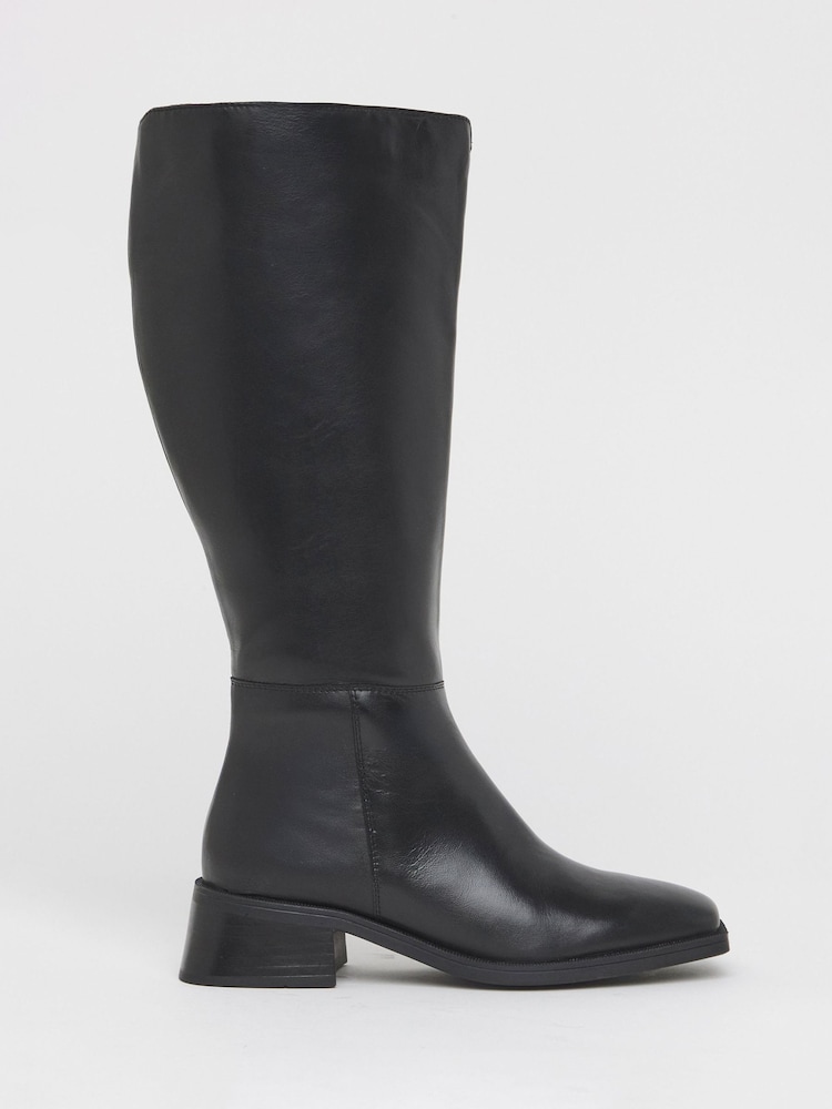 JD Williams Black Extra Wide Fit Low Block Heel Knee High Boots - Image 2 of 4