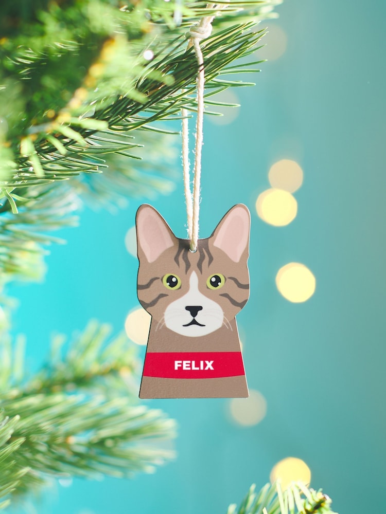 Personalised Cat Head Christmas Decoration by Oakdene - Image 2 of 2 Personalised Cat Head Christmas Decoration by Oakdene - Image 2 of 2