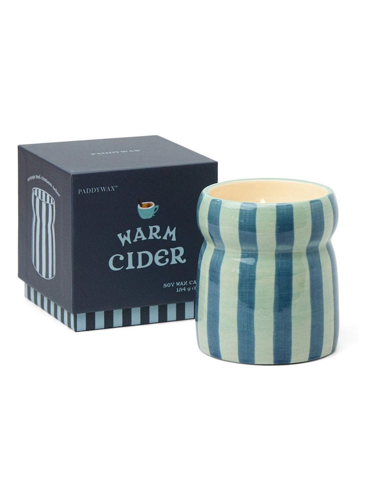 Paddywax Cabana 65oz184g Blue Navy Striped Ceramic Candle - Image 2 of 2 Paddywax Cabana 65oz184g Blue Navy Striped Ceramic Candle - Image 2 of 2