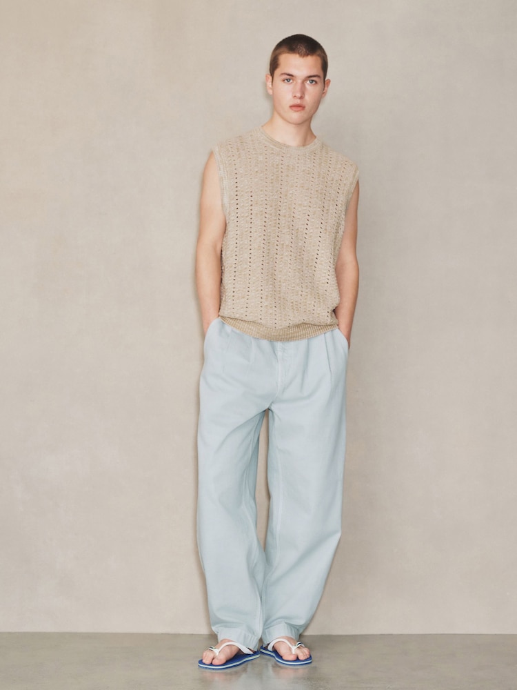 Ecru EDIT Texture Knitted Crew Neck Tank - Image 2 of 7