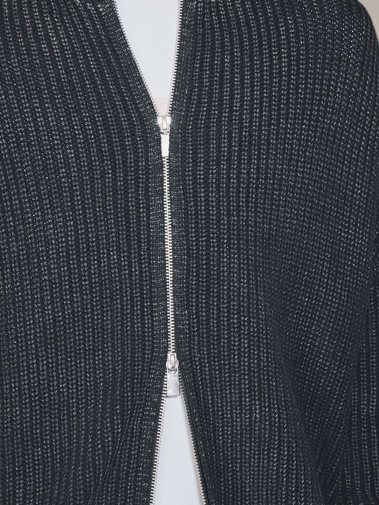 Black Edit Acid Wash Zip-Through Cardigan - Image 6 of 6