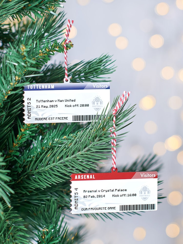 Personalised Football Ticket Christmas Decoration by Oakdene - Image 1 of 2