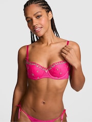 Victoria's Secret Pink Hot Stuff Pink Push Up Strawberry Embroidery Bra - Image 1 of 3