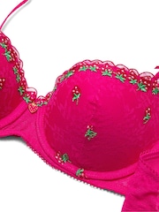 Victoria's Secret Pink Hot Stuff Pink Push Up Strawberry Embroidery Bra - Image 3 of 3