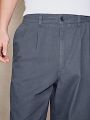 Blue Baggy Fit EDIT Twin Pleated Chino Trousers With Elasticated Waist - Image 5 of 10
