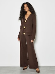 Apricot Brown Hammered Metal Button Cardigan - Image 1 of 5
