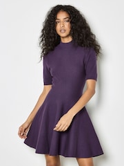 Apricot Purple Fit & Flare Dress - Image 1 of 4