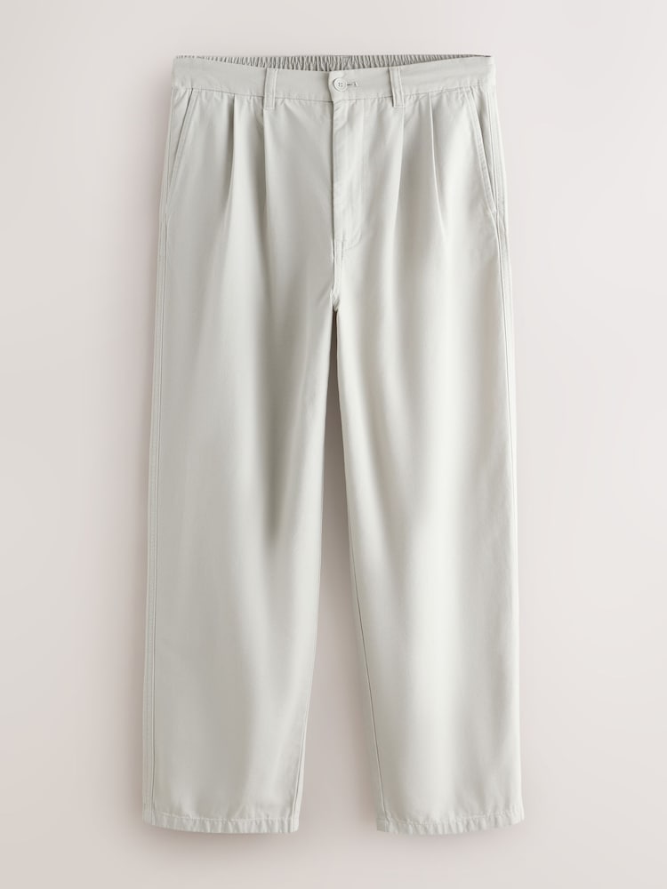 Neutral Baggy Fit EDIT Twin Pleated Chino Trousers With Elasticated Waist - Image 10 of 10