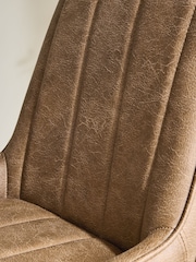 Set of 2 Easton Faux Leather Tan Easy Clean Hamilton Mid Wood Leg Quilted Dining Chairs - Image 2 of 8