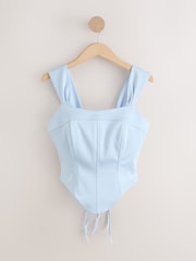 Blue Satin Square Neck Occasion Corset Top - Image 6 of 8