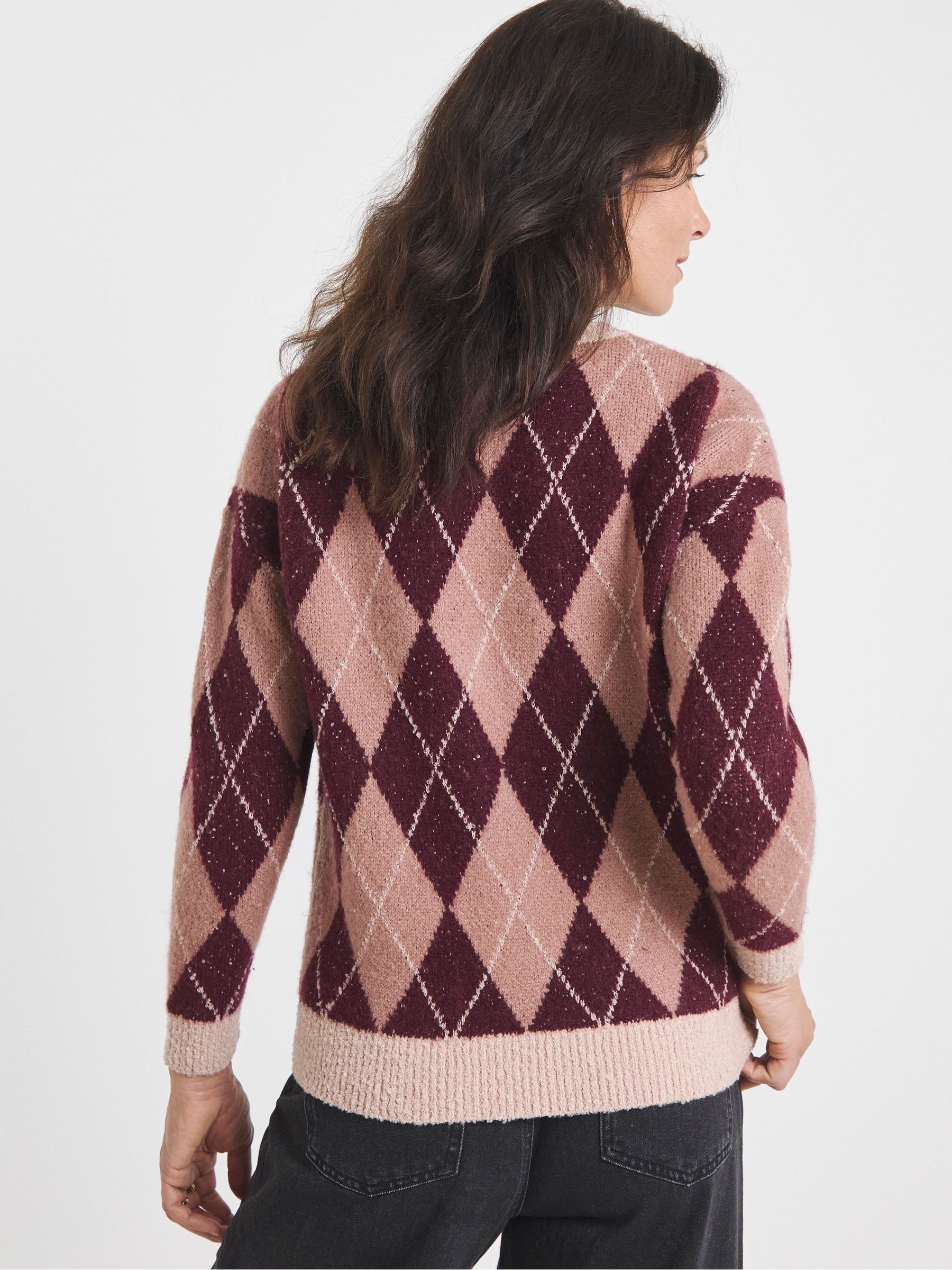 Buy JD Williams Pink Crew Neck Knitted Argyle Jumper from Next USA