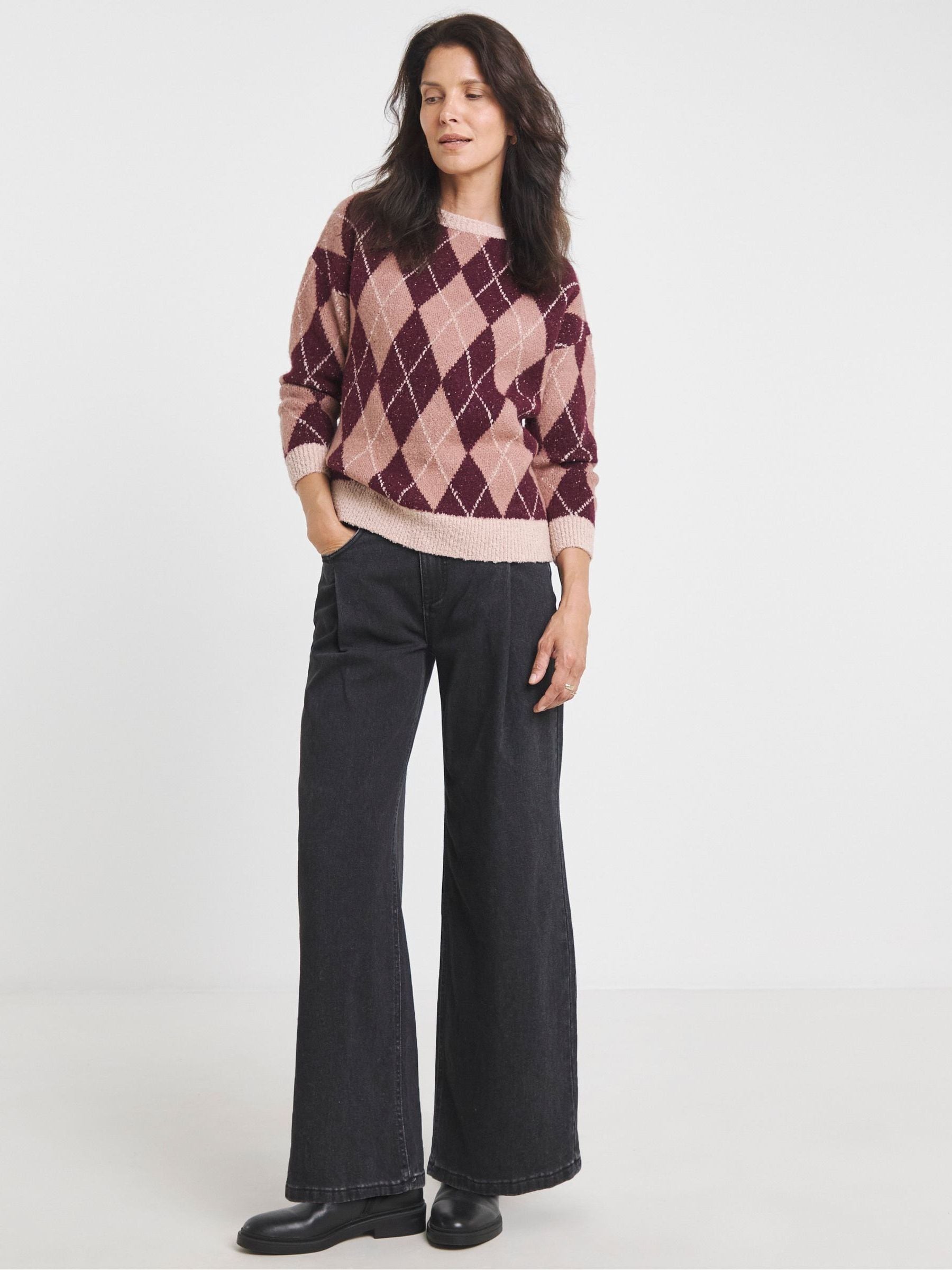 Buy JD Williams Pink Crew Neck Knitted Argyle Jumper from Next USA
