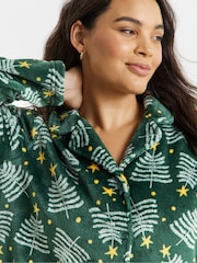 Simply Be Green Pretty Secrets Fleece Button Through Pyjamas Set - Image 3 of 4